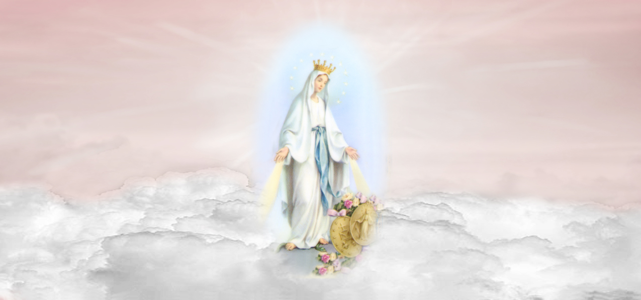 P 113 PK Lady of the Miraculous Medal B Clouds Pink